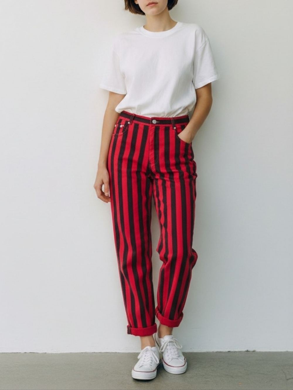 Vintage Y2K PASTA Striped Loose Fit Denim Pants